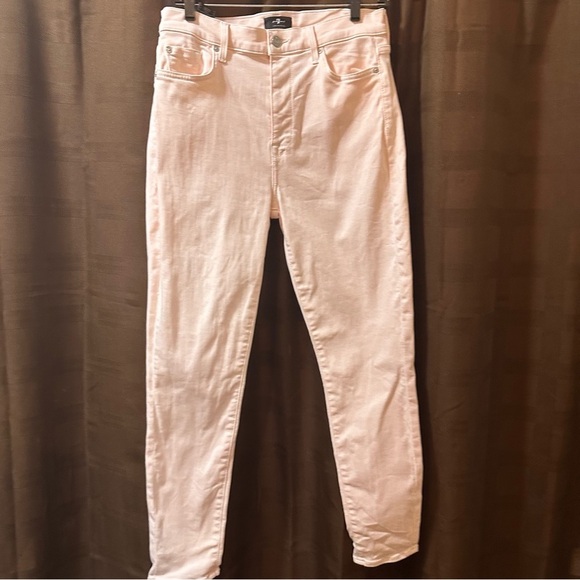 NWOT 7 For All Mankind High Waist Ankle Stretch Jean in Light Pink 30 Excellent! - Picture 4 of 10